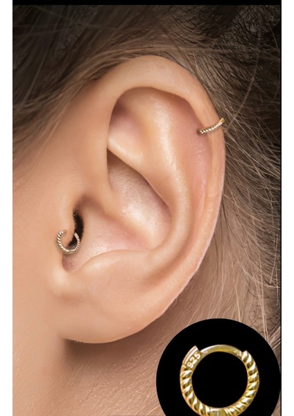 By Dilek Çetin Accessory 925 Ayar Gümüş Halka Burgu Model Kıkırdak Helix Tragus Piercing 1AD