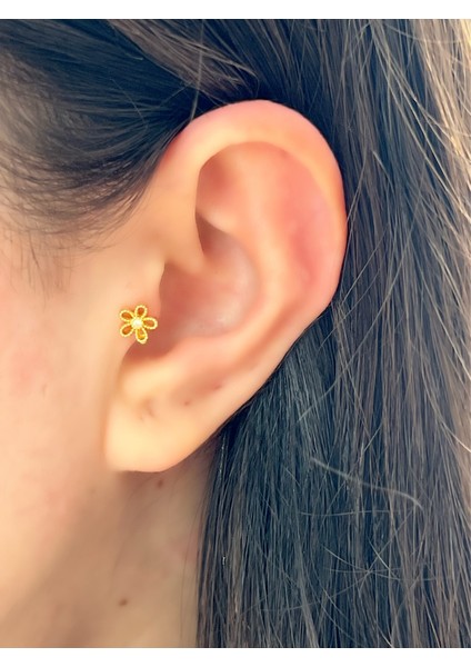 Cerrahi Çelik Çiçek Model Kıkırdak Helix Tragus Piercing 1AD