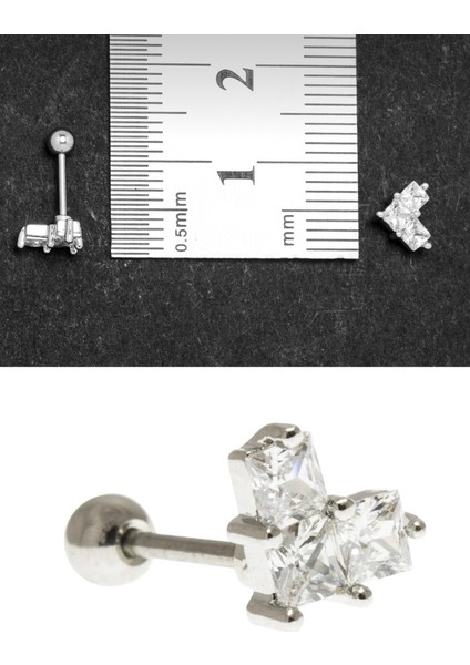 Çelik Kalp Figürlü Kıkırdak Helix Tragus Piercing (1AD)