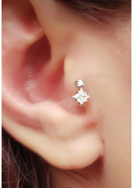 By Dilek Çetin Accessory Çelik Kıkırdak Helix Tragus Piercing 1AD(8MM)