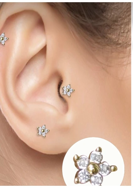 By Dilek Çetin Accessory Çelik Kıkırdak Helix Tragus Piercing (8mm)