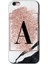 iPhone 6 Kılıf Hd Desen Baskılı Arka Kapak + Temperli Cam - Pembe Mermer Desenli A Harfi 1