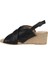 Siyah Deri Kadın Dolgu Topuklu Espadril Sandalet 01WS10300 3
