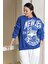 Nazen Giyim Yazı Detaylı Uzun Kollu Saks Kadın Sweatshirt  3592-2K3 2