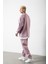 Süper Oversize Cepli Bisiklet Yaka Basic Sweatshirt Kirli Pembe 3