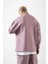 Süper Oversize Cepli Bisiklet Yaka Basic Sweatshirt Kirli Pembe 4