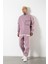 Süper Oversize Cepli Bisiklet Yaka Basic Sweatshirt Kirli Pembe 5