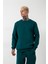 Regular Bisiklet Yaka Basic Sweatshirt Petrol Yeşili 1