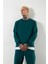 Regular Bisiklet Yaka Basic Sweatshirt Petrol Yeşili 2