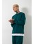 Regular Bisiklet Yaka Basic Sweatshirt Petrol Yeşili 3