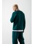 Regular Bisiklet Yaka Basic Sweatshirt Petrol Yeşili 4