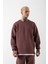 Relaxed Yırtmaçlı Bisiklet Yaka Basic Sweatshirt Mürdüm 1