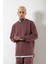 Relaxed Yırtmaçlı Bisiklet Yaka Basic Sweatshirt Mürdüm 3