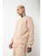 Regular Bisiklet Yaka Basic Sweatshirt Bej 1