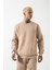 Regular Bisiklet Yaka Basic Sweatshirt Bej 2