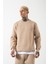 Regular Bisiklet Yaka Basic Sweatshirt Bej 3