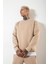Regular Bisiklet Yaka Basic Sweatshirt Bej 4