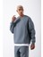 Oversize Bisiklet Yaka Basic Sweatshirt Blue Smoke 1