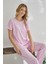 23120 Kadın Puantiyeli Yakası Düğmeli Ring Viskon Yazlık Pijama Takımı 2