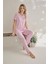23120 Kadın Puantiyeli Yakası Düğmeli Ring Viskon Yazlık Pijama Takımı 3