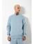 Regular Bisiklet Yaka Basic Sweatshirt Aqua 1