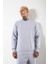 Regular Bisiklet Yaka Basic Sweatshirt Ice Lila 1