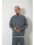 Oversize Şardonsuz Basic Sweatshirt Blue Smoke 1