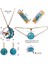 Turkuaz Yıldız Altın Kaplama Çelik Kolye Küpe Bileklik Yüzük ve Saç Tokası Takı Set, Mavi Taşlar, Altın Varak, Epoksi Reçine ve Epoksi Reçine ile Tasarlanmıştır 2