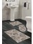 Kaymaz Taban Djt 3'lü Banyo Paspas Takımı Yıldız Deri Karışık Modern 1903M Krem 1