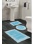 Kaymaz Taban Djt 3'lü Banyo Paspas Takımı Trend Karışık Modern 1460 Mavi 1