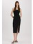 Straight Fit Kare Yaka Askılı Yırtmaçlı Midi Elbise A4878AX23SM 3
