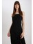 Straight Fit Kare Yaka Askılı Yırtmaçlı Midi Elbise A4878AX23SM 5