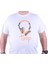 Mocgrande Büyük Beden Sıfır Yaka Tişört Headphone 23172 Beyaz 2
