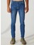 Normal Bel Dar Paça Mavi Erkek Pantolon Jeans 1