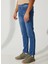 Normal Bel Dar Paça Mavi Erkek Pantolon Jeans 2