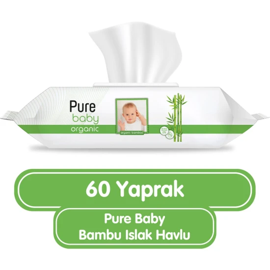 Pure Baby Organik Bambu Özlü Islak Havlu 60 Yaprak