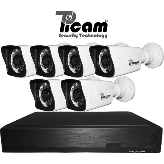Picam 6 Kameralı Güvenlik Sistemi 5mp Lensli Full Hd 1080P Gece Görüşlü Kamera Seti - P06