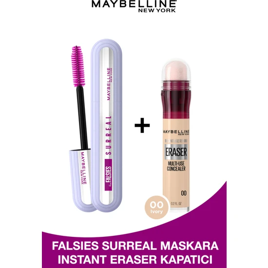 Maybelline New York Falsies Surreal Maskara +  Instant Anti Age Eraser Kapatıcı - 00 Ivory Set