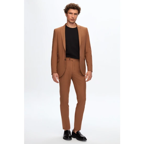 Twn Slim Fit Camel Armürlü Takım Elbise 0EF05KV01535M