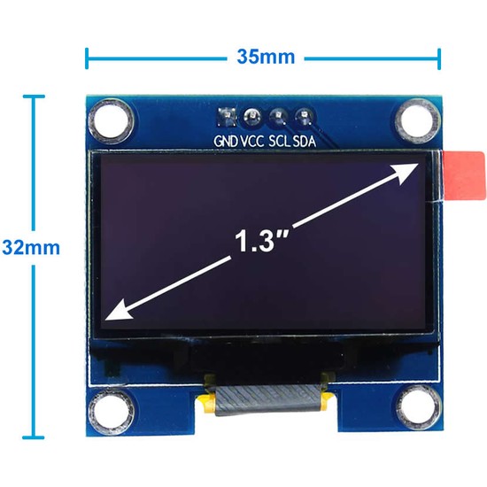 Arduino Oled 2 Pack Display Module - 128x64 SSH1106 White LCD Screen