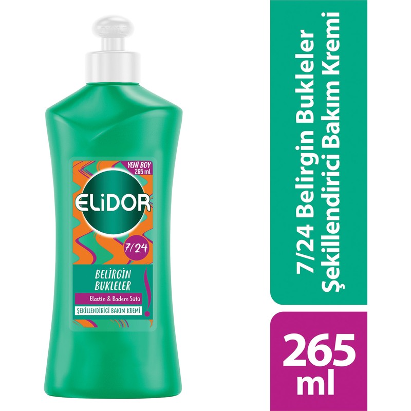 Elidor 7/24 Şekillendirici Saç Bakım Kremi Belirgin Bukleler & Badem Sütü 265 ml