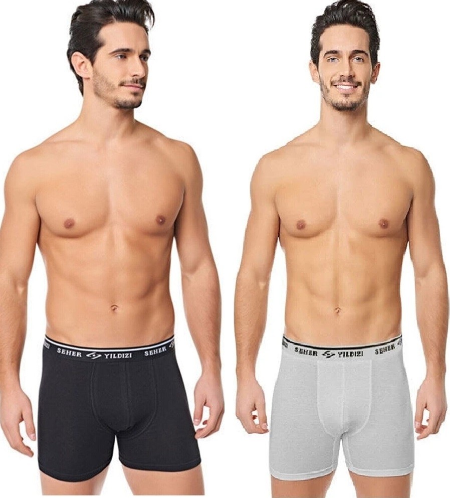 Seher Yıldızı Seher Yıldız 6'lı Paket Erkek Likralı Elastan Boxer Külot Siyah görsel 5