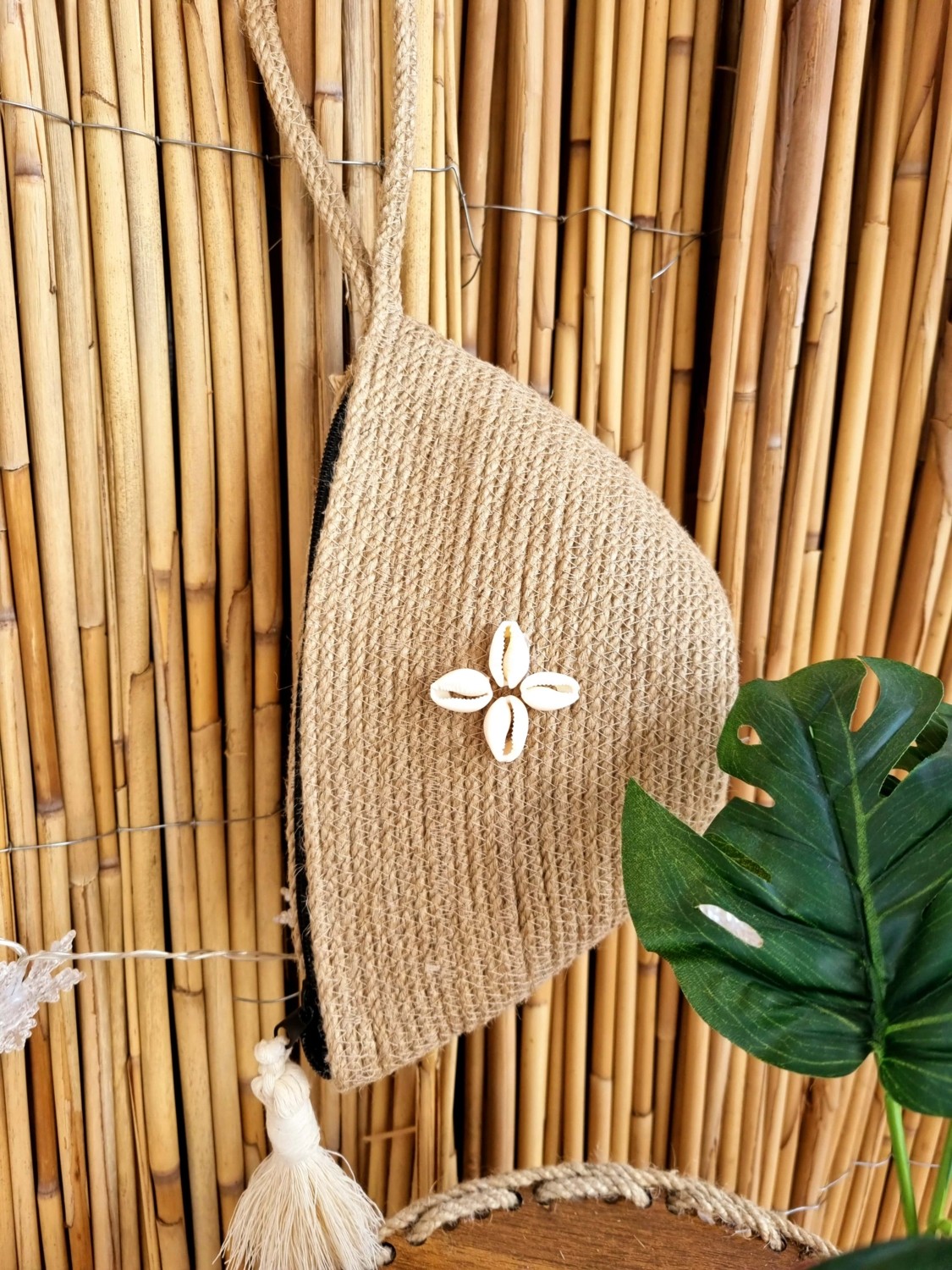 Zuviel Deco El Yapımı Hasır Püsküllü Fermuarlı Minibag, El Çantası, Mini Çanta görsel 2