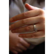 Semiz Kuyumculuk Beyaz Yarımtur Altın Alyans