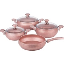 Özkent K-520 Granit 4 Lü Güveç Tencere Set Rosegold-62