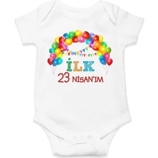 Hediyenza Ilk 23 Nisan Özel Tasarım Bebek Zıbın Pamuklu Çıtçıtlı Body