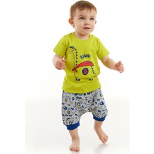 Denokids Super Dino Erkek Bebek T-shirt Kapri Şort Takım