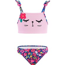 Denokids Çiçekli Kedi Kız Çocuk Bikini