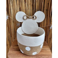 Zuviel Deco Hasır Mickey Oyuncak Sepeti, Düzenleyici, Çok Amaçlı Sepet