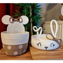Zuviel Deco Hasır Mickey Oyuncak Sepeti, Düzenleyici, Çok Amaçlı Sepet